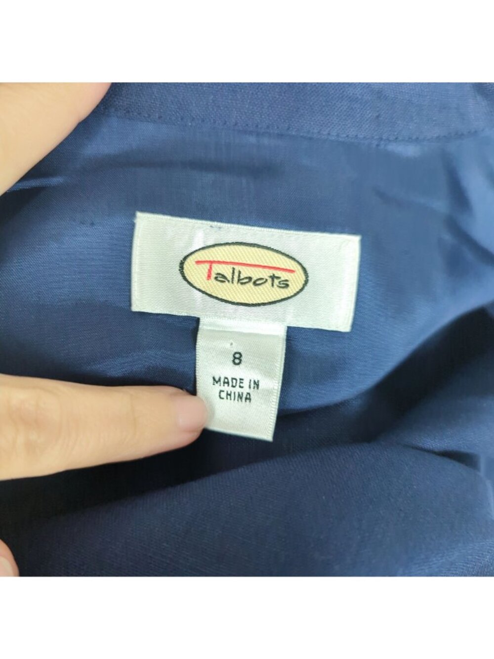 Vintage 90s Talbots Double Breasted Dress 8 Medium Blue Linen - Picture 9 of 10